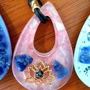 Colar Gota Jóia Flor de Lótus Rosa Claro