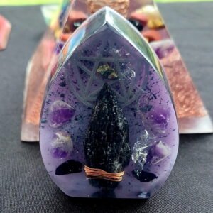 Orgonite Proteção Wicca vassoura de Bruxa ametista turmalina