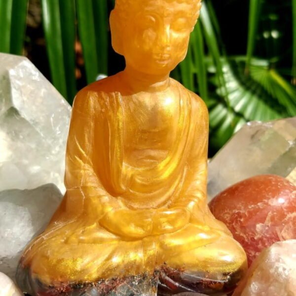 Buda Dourado Orgonite - Meditação - Reiki - Mesa Radiônica