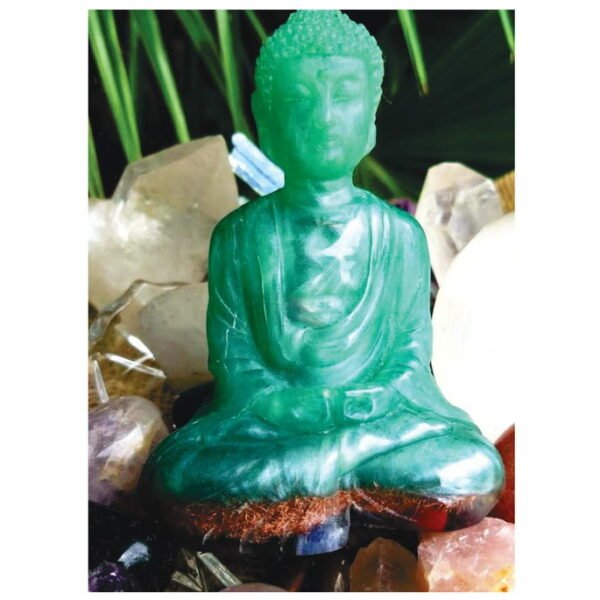 Buda Verde Orgonite - meditação - reiki - mesa radiônica - Imagem 4
