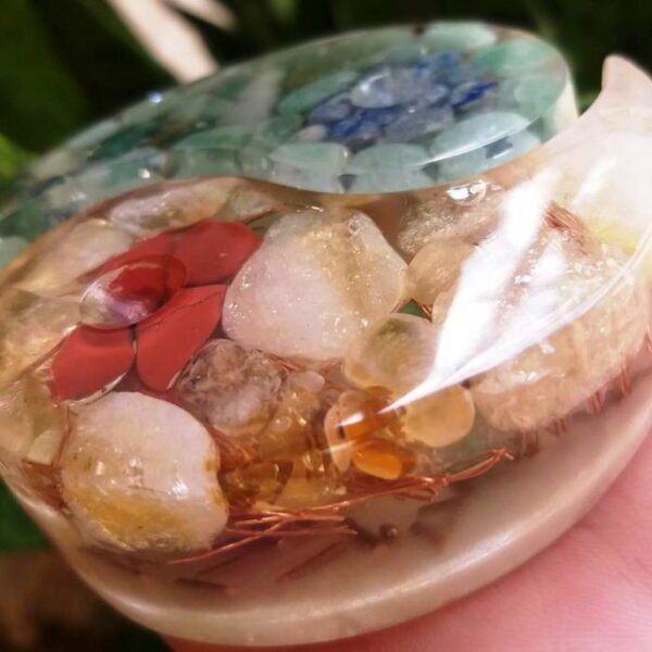 Yin Yang - Orgonite com Quartzo Verde, Quartzo Azul, Citrino - Imagem 2