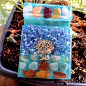 Porta Celular Arvore da Vida dourada pequena Verde